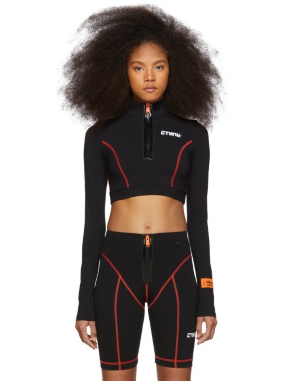 Heron Preston womens Black Cropped Active Zip Turtleneck size M